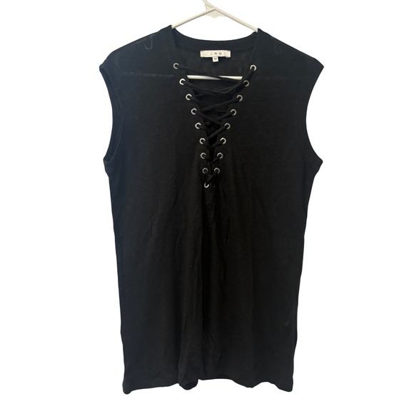 IRO Tops - IRO Tissa 100% Linen Sleeveless Top Black Lace Up Women M Goth Whimsigoth Grunge